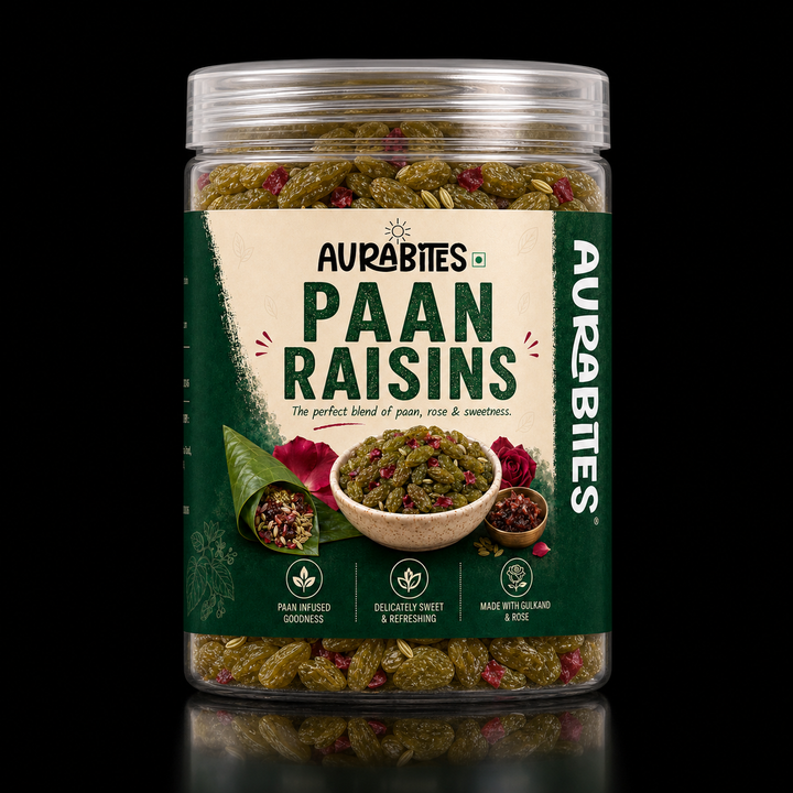 Paan Raisin Bites AuraBites plastic jar